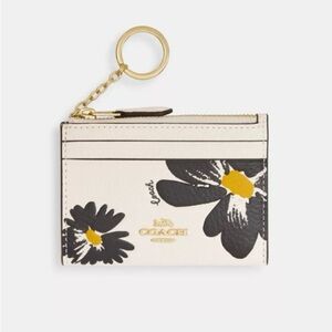 Coach NWT Mini Skinny Id Case Floral Print Keychain Wallet